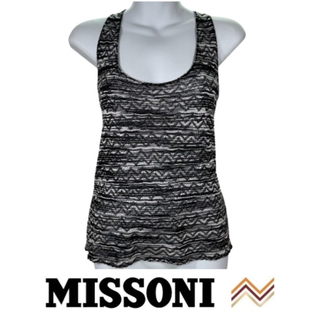 MISSONI | Knit Lux Sleeveless Classic Zigzag Tank Top Blouse Resort Vacation